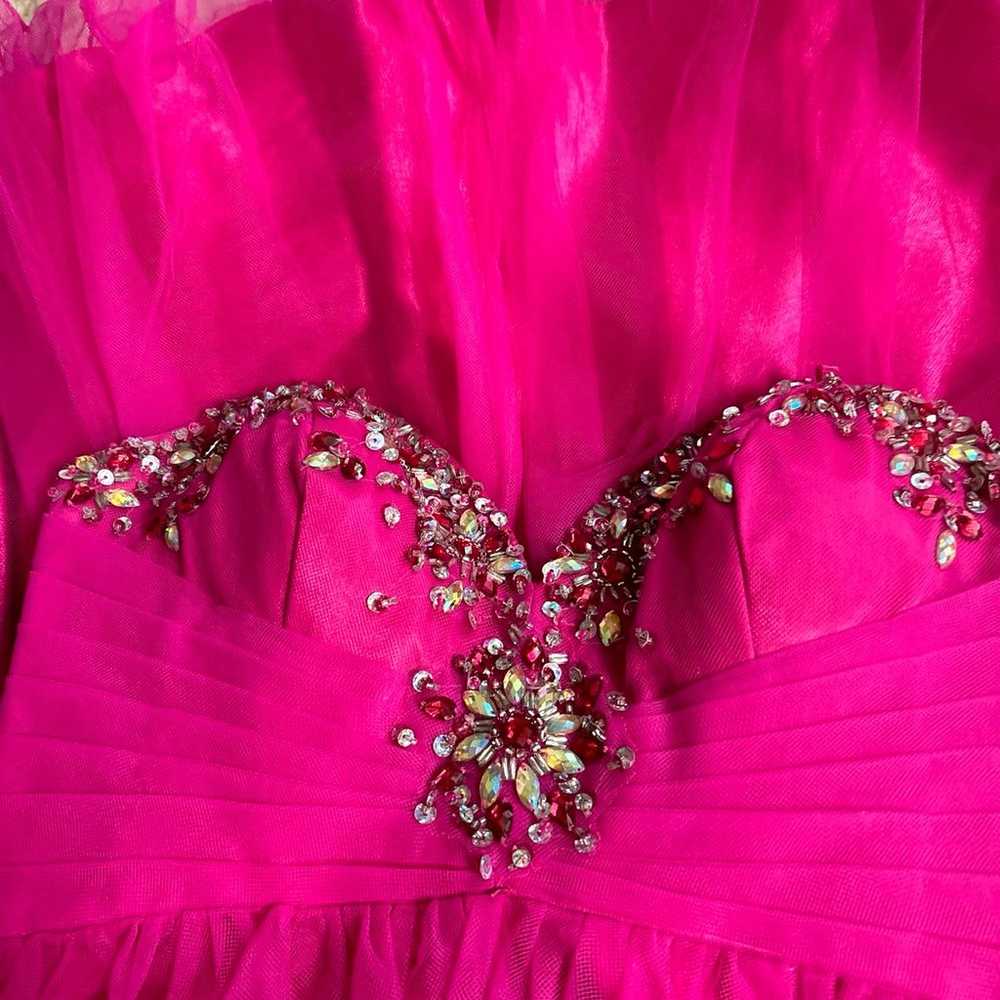 Hot pink formal dress with pink gems and rhinesto… - image 5