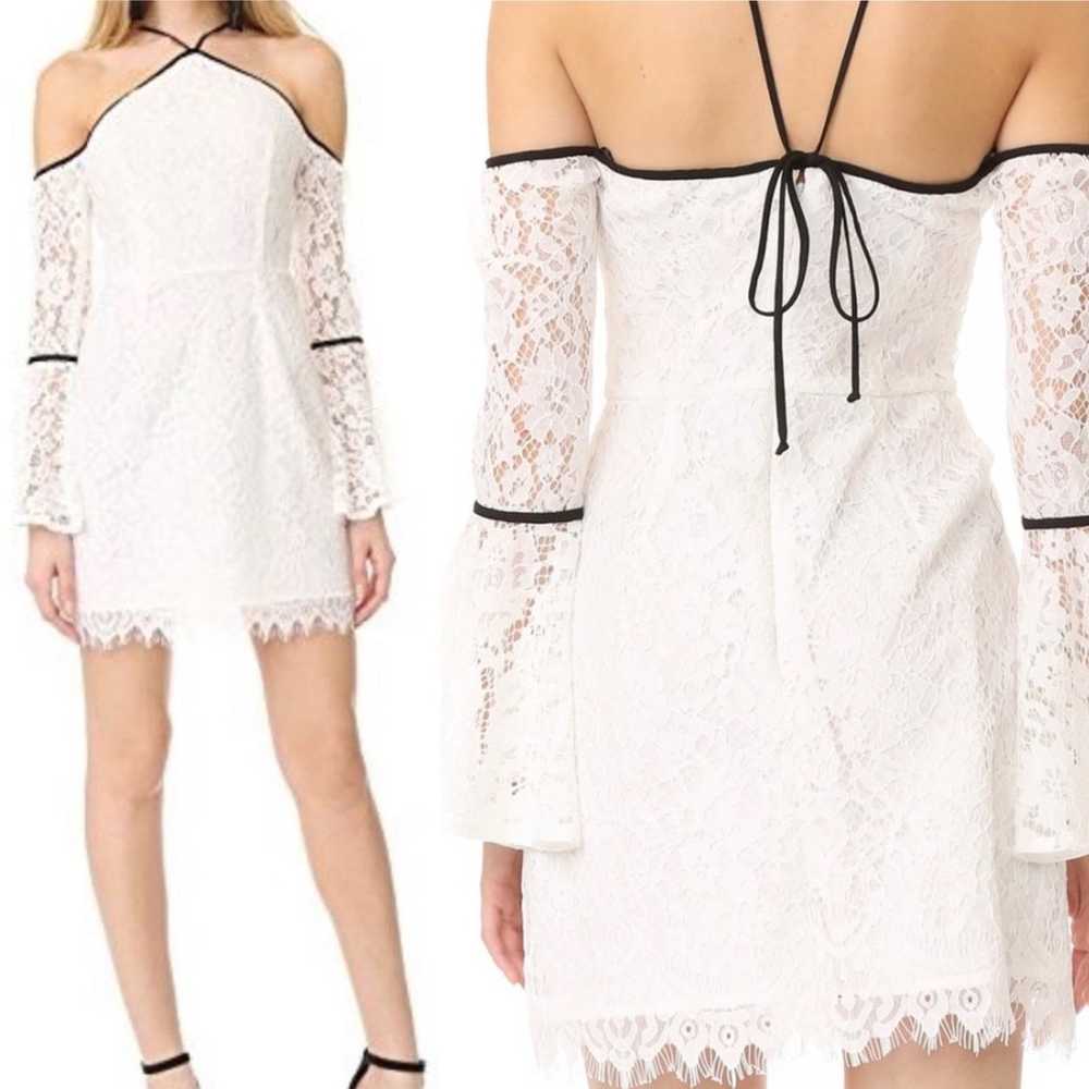 Wayf Cold Shoulder Bell Sleeve Lace Dress White L… - image 4