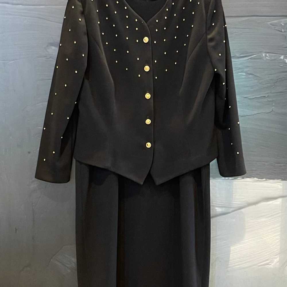 VTG Leslie Fay Sleeveless Black Dress w/Jacket Go… - image 10