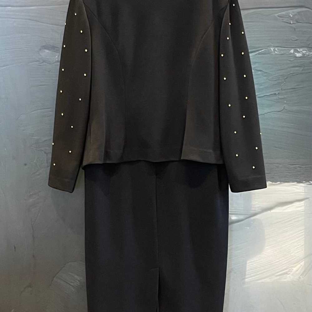 VTG Leslie Fay Sleeveless Black Dress w/Jacket Go… - image 3