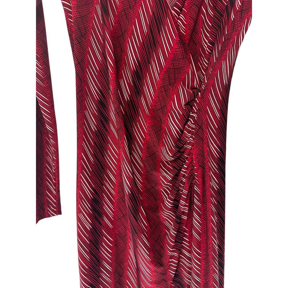 Norma Kamali Red Black White V-Neck Long Sleeve F… - image 3