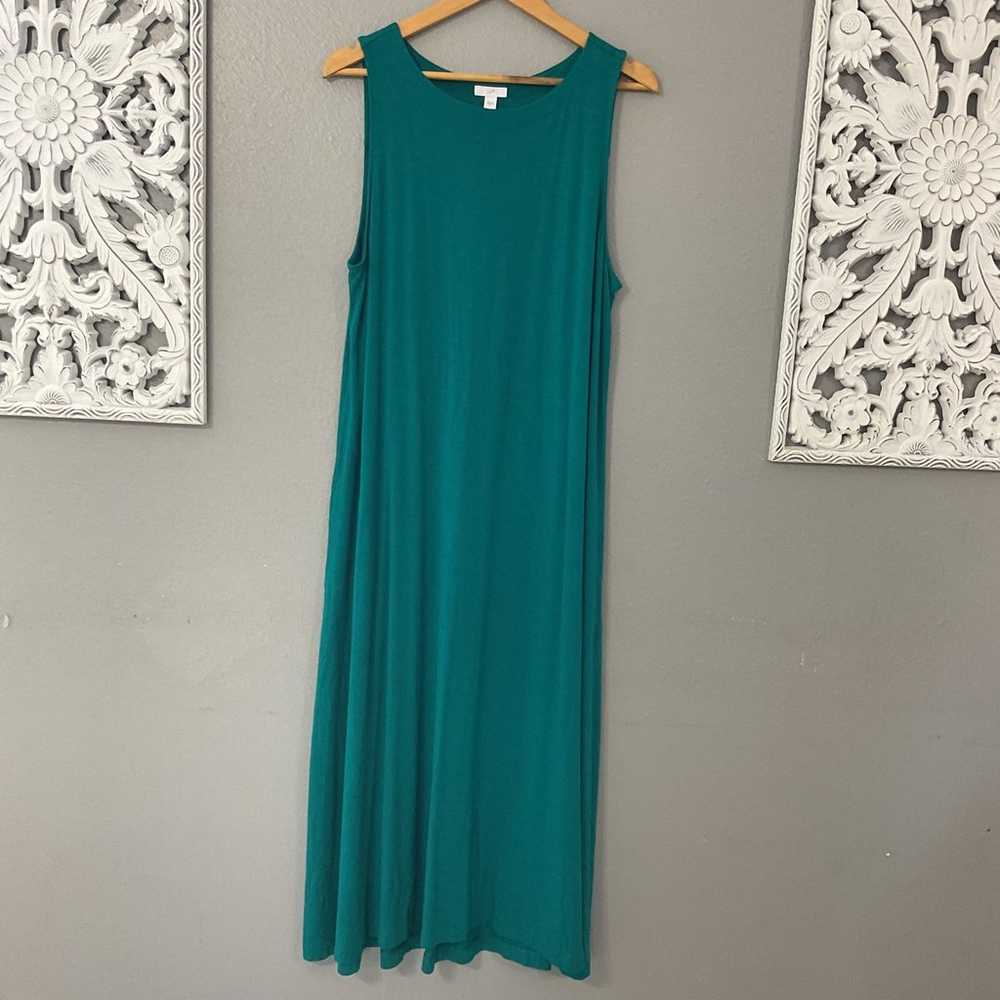 J. Jill turquoise teal sleeves maxi stretch dress… - image 1