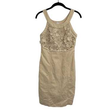Postmark Anthropologie Dress Sleeveless Cream Flo… - image 1
