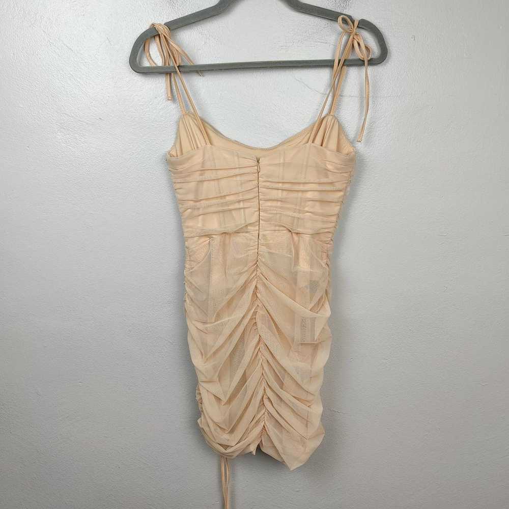 Oh Polly Dress Womens 4 Beige Sheer Ruched Mesh B… - image 5
