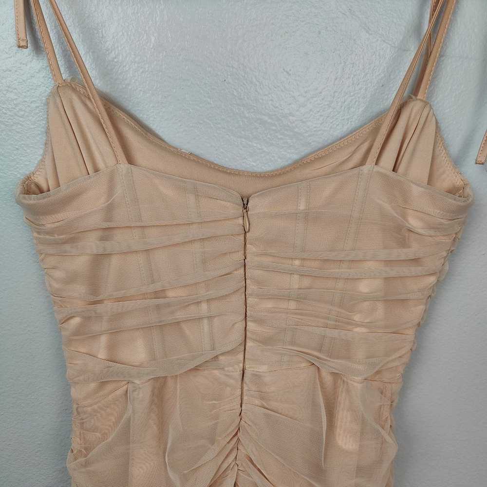 Oh Polly Dress Womens 4 Beige Sheer Ruched Mesh B… - image 6