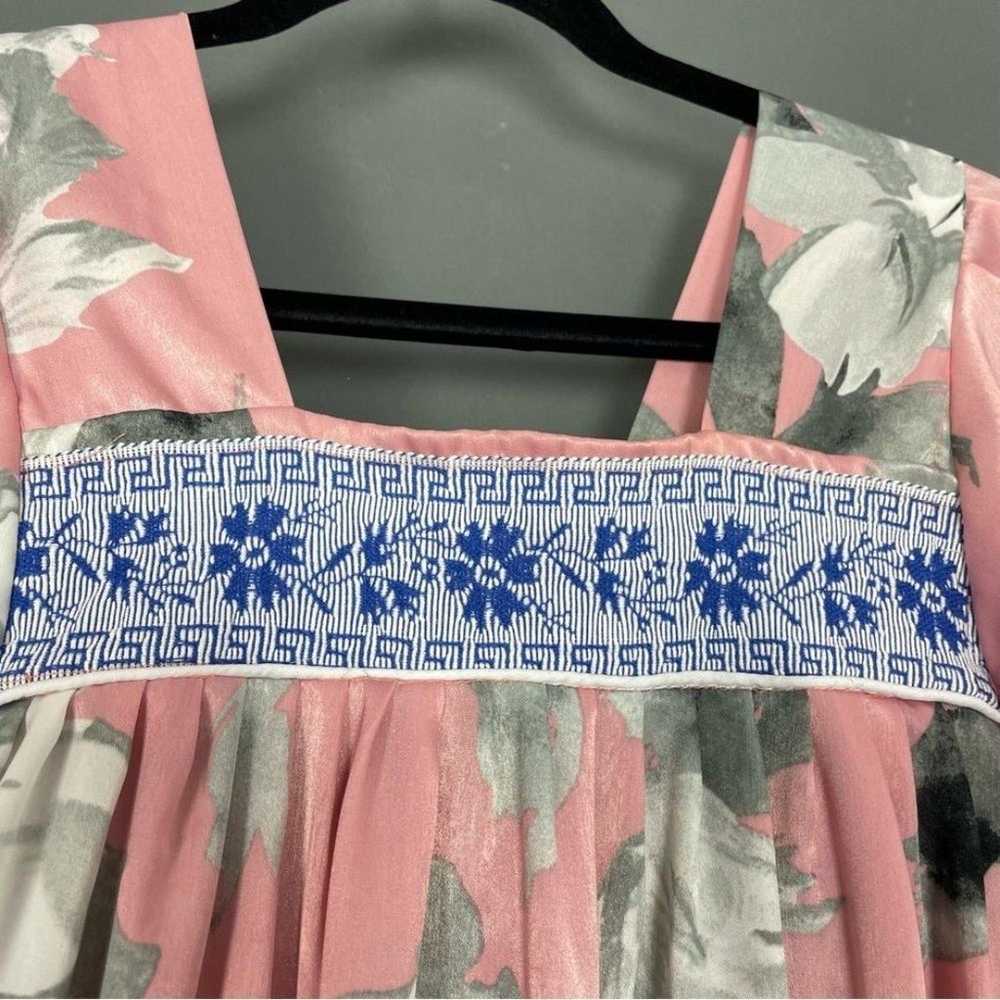 Handmade Muumuu Dress Floral Light Pink Maxi Ruff… - image 5