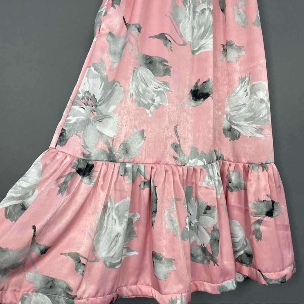 Handmade Muumuu Dress Floral Light Pink Maxi Ruff… - image 8
