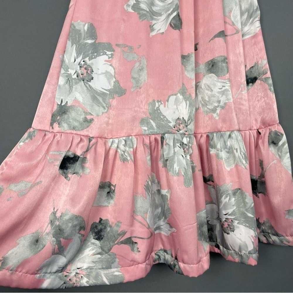 Handmade Muumuu Dress Floral Light Pink Maxi Ruff… - image 9