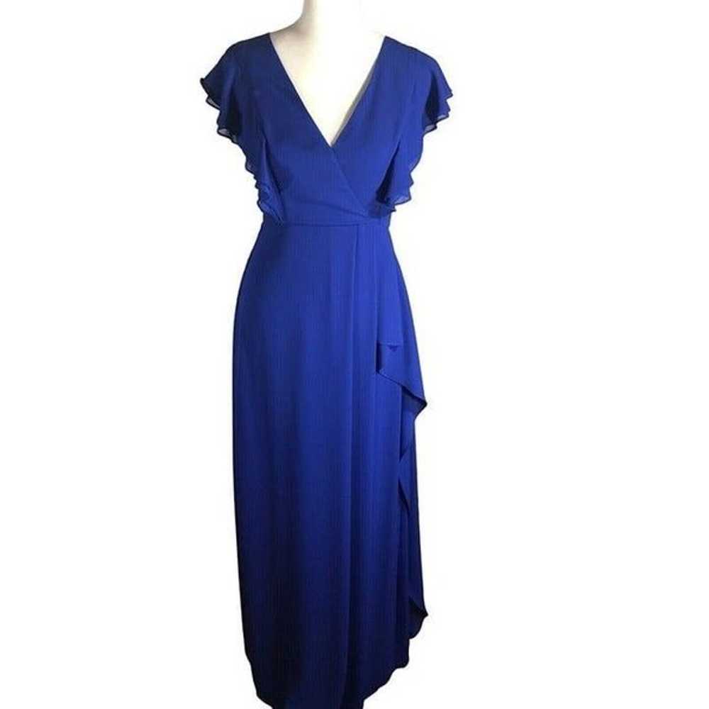 BCBGMaxazria Blue Chiffon Floor Length Dress 0 XS… - image 1