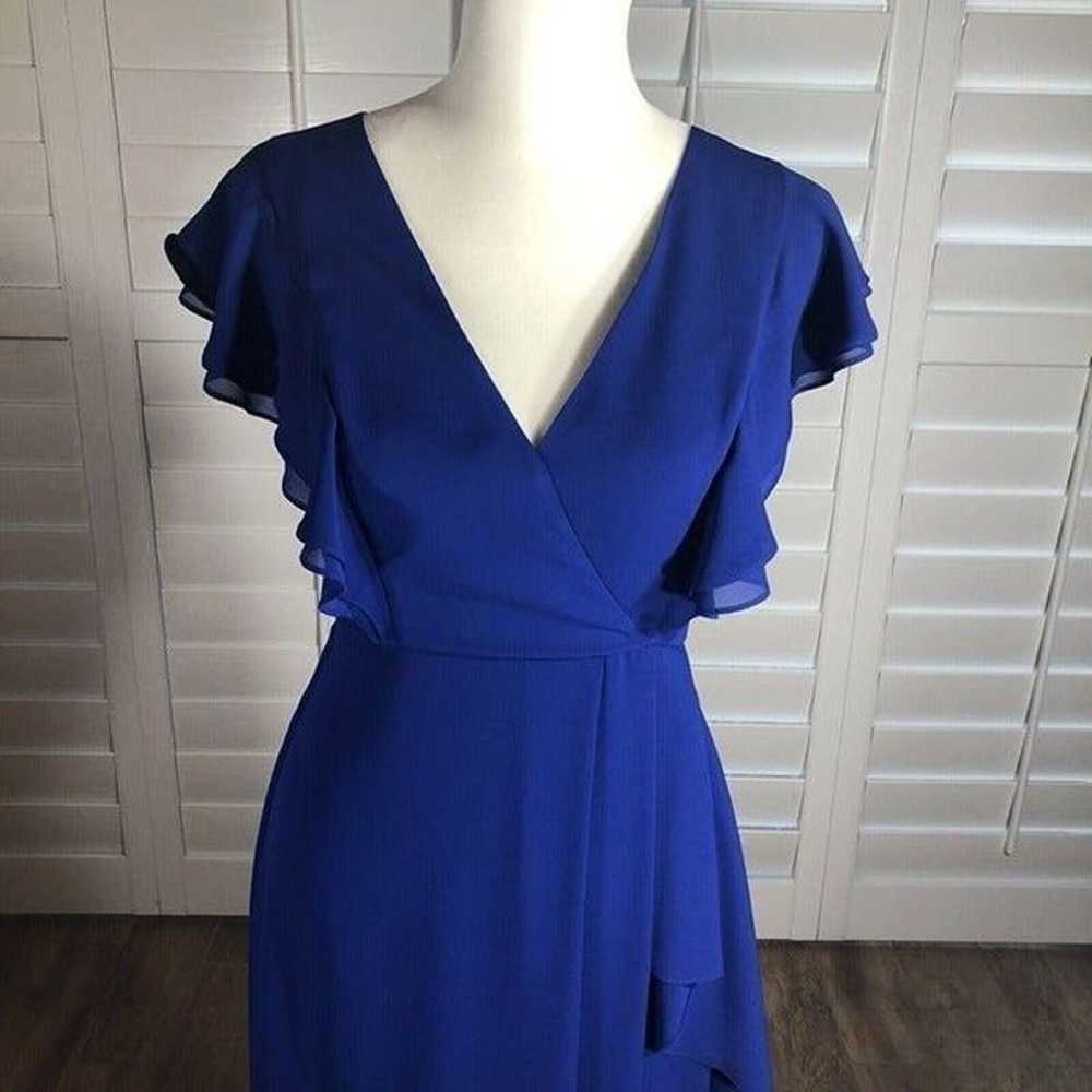 BCBGMaxazria Blue Chiffon Floor Length Dress 0 XS… - image 5