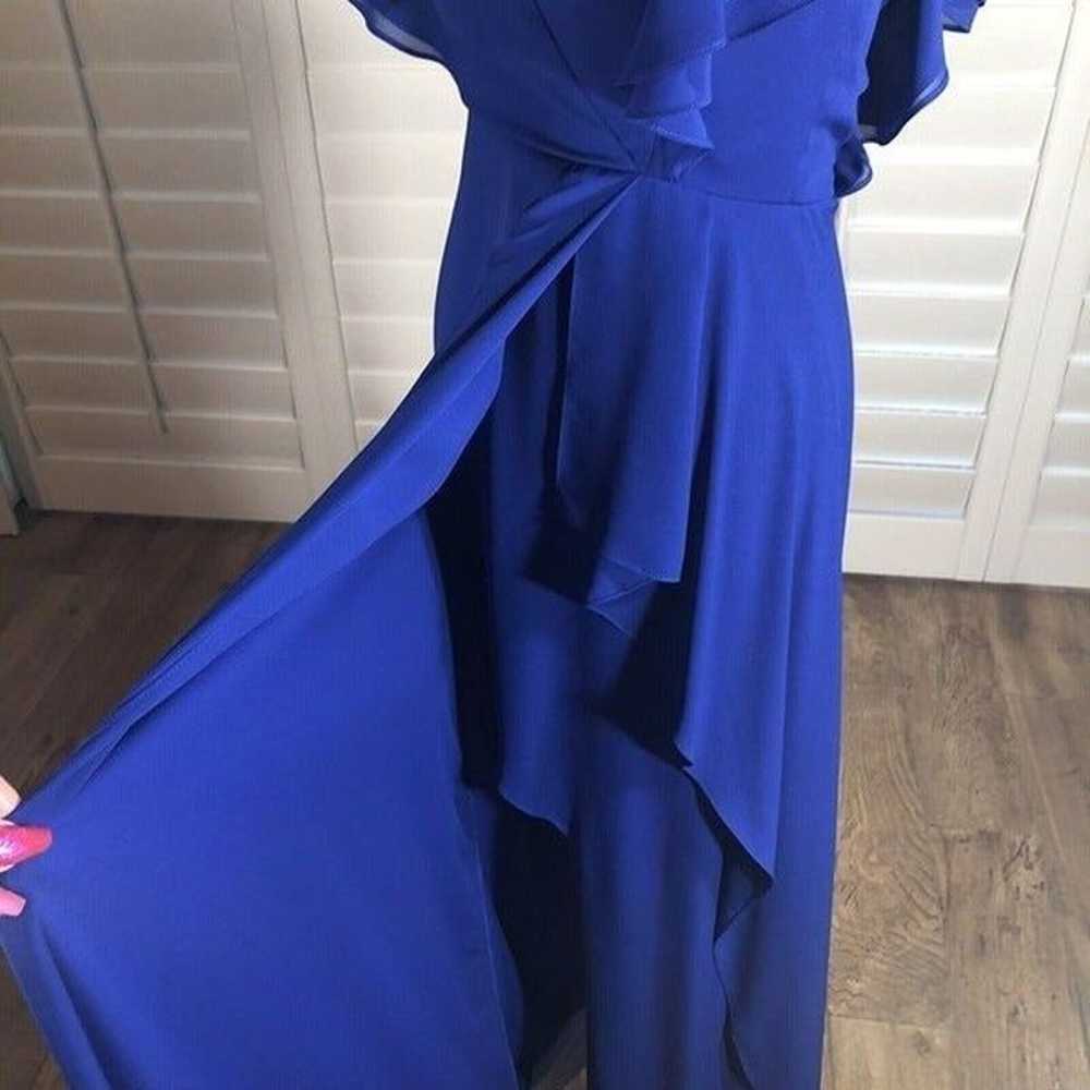BCBGMaxazria Blue Chiffon Floor Length Dress 0 XS… - image 7