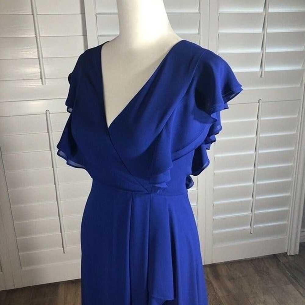 BCBGMaxazria Blue Chiffon Floor Length Dress 0 XS… - image 8