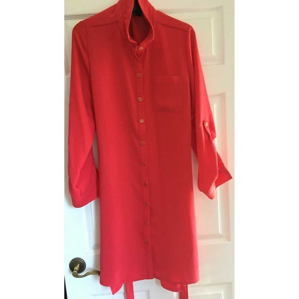 Sharagano Red Shirt Dress Size 14 - image 4