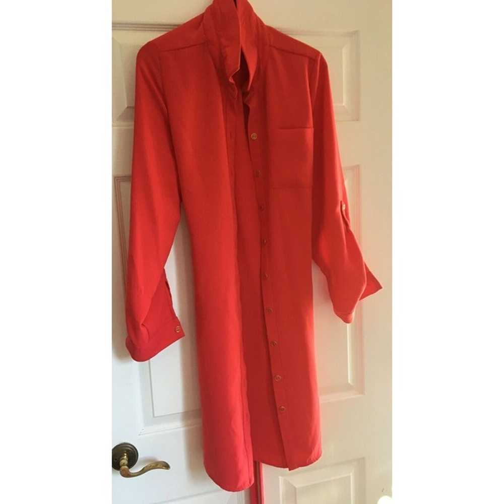 Sharagano Red Shirt Dress Size 14 - image 5
