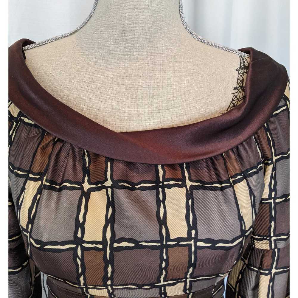 Nanette Lepore Retro Silk Dress Brown - image 11