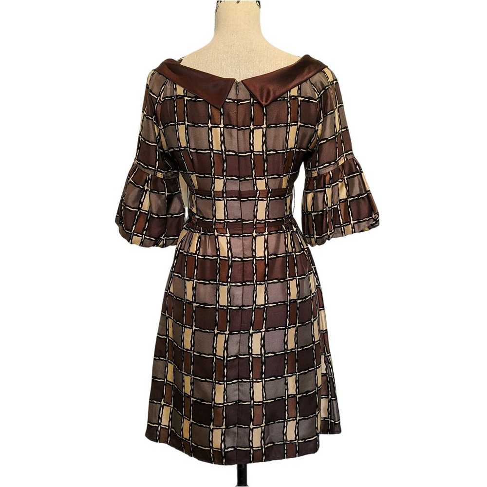 Nanette Lepore Retro Silk Dress Brown - image 2