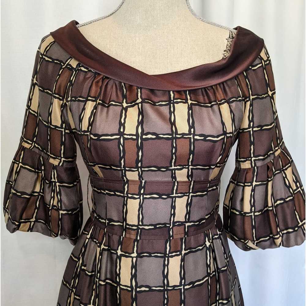 Nanette Lepore Retro Silk Dress Brown - image 8