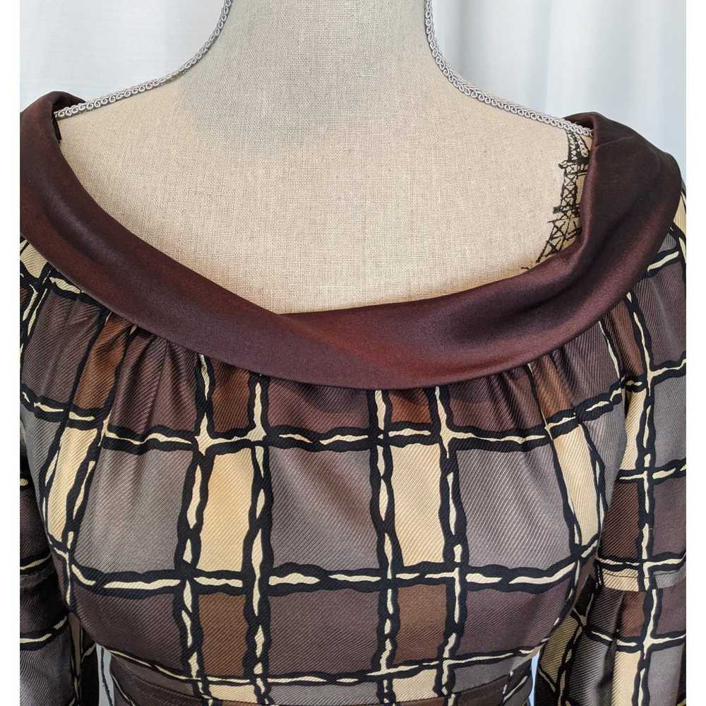 Nanette Lepore Retro Silk Dress Brown - image 9