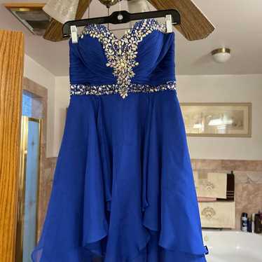Royal blue chiffon formal dress with rhinestones - image 1