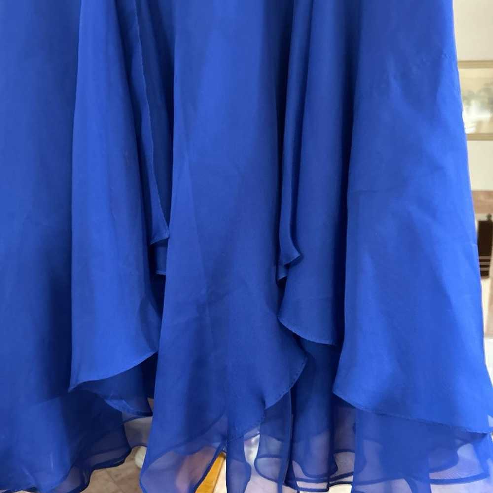 Royal blue chiffon formal dress with rhinestones - image 3