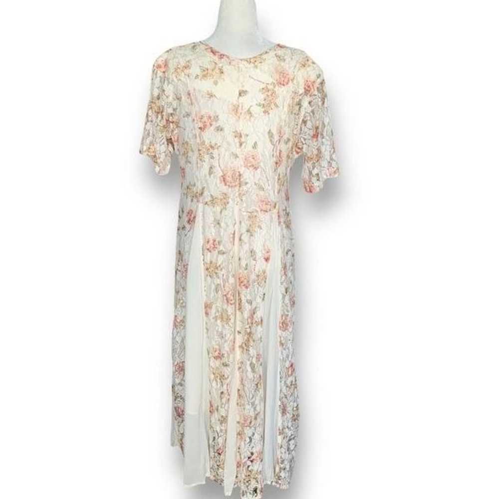 Vintage Nostalgia Dress Cream Pink Floral Printed… - image 7