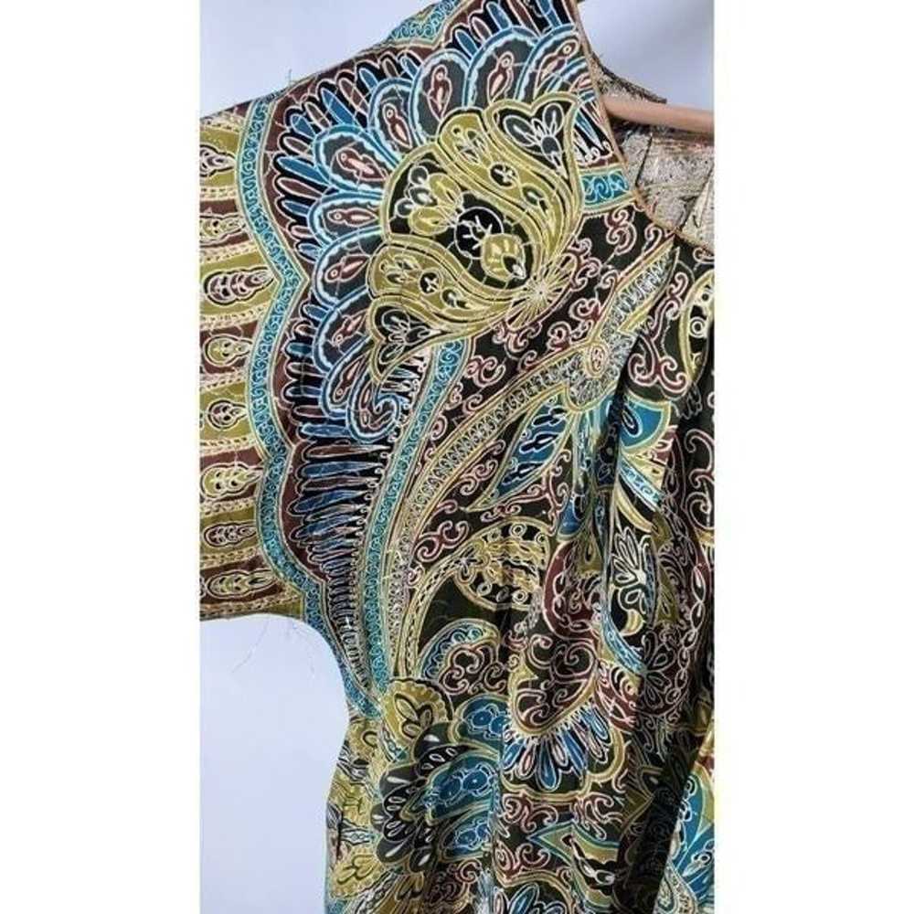 Anna Sui Vintage Silk & Metallic Dress Size Medium - image 3
