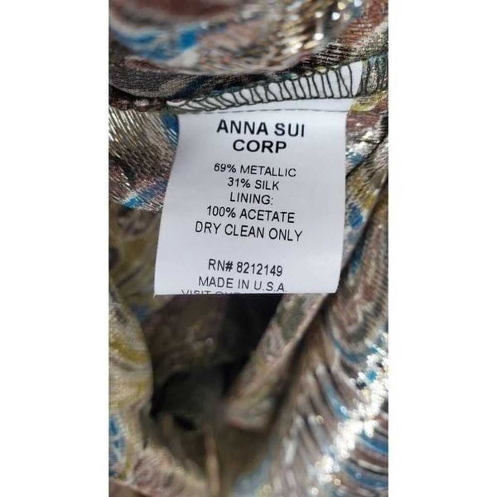 Anna Sui Vintage Silk & Metallic Dress Size Medium - image 4