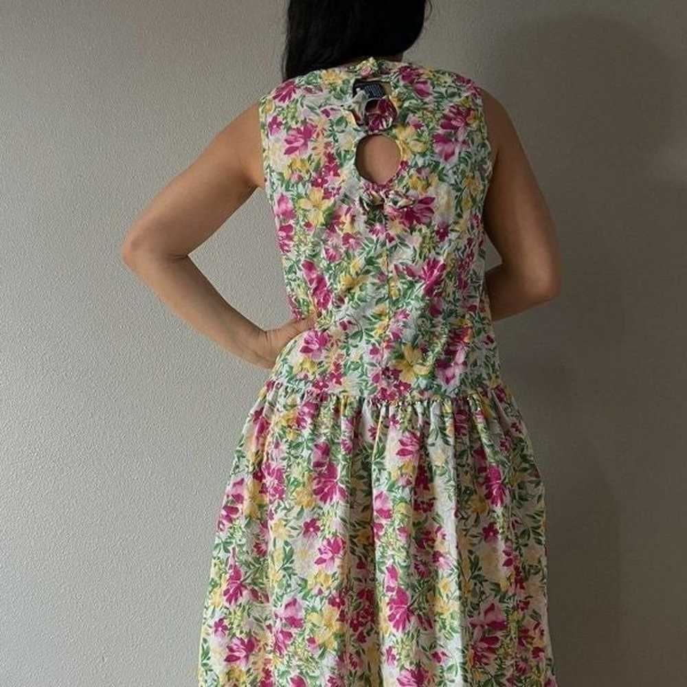Vintage bold floral sleeveless market dress cotto… - image 5