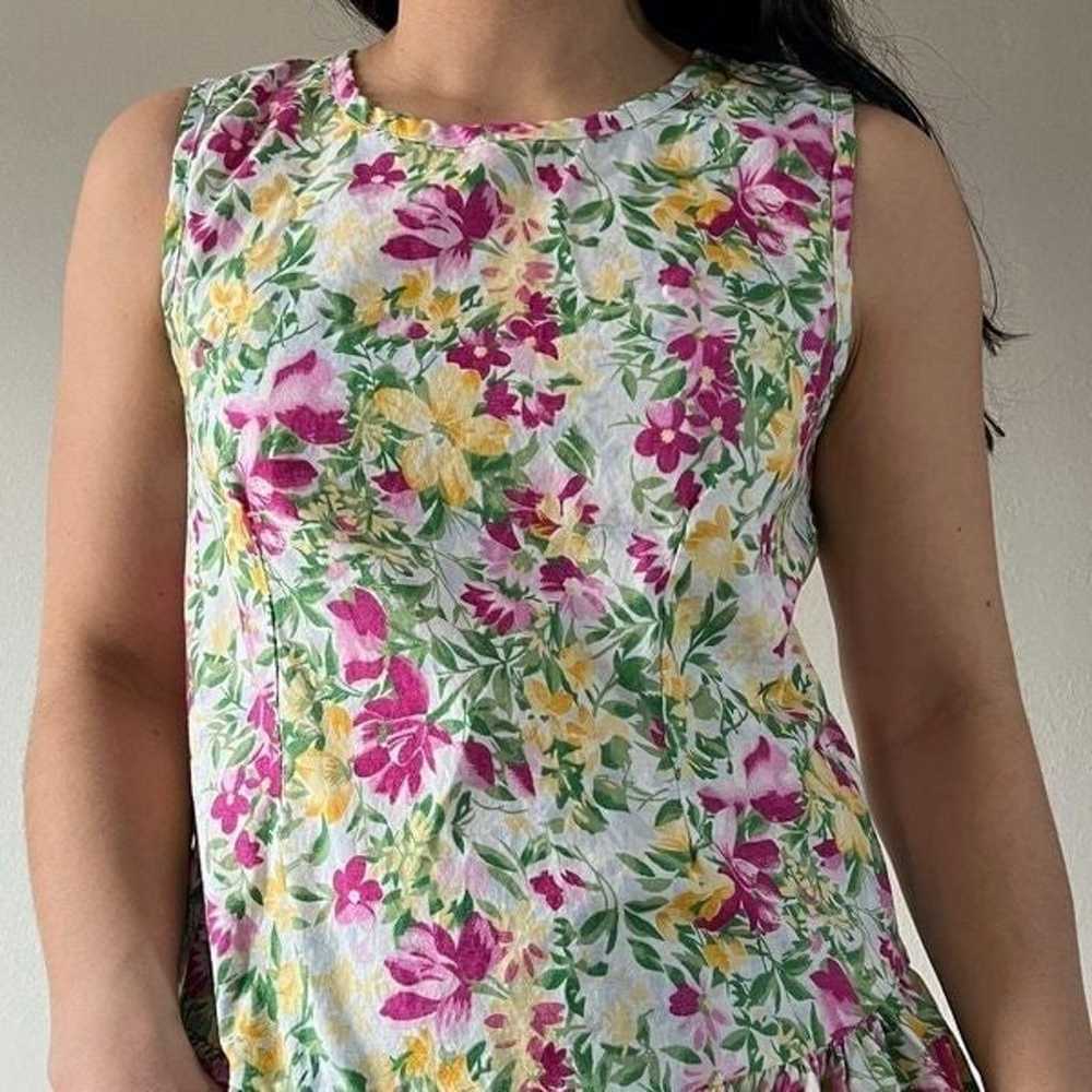Vintage bold floral sleeveless market dress cotto… - image 9