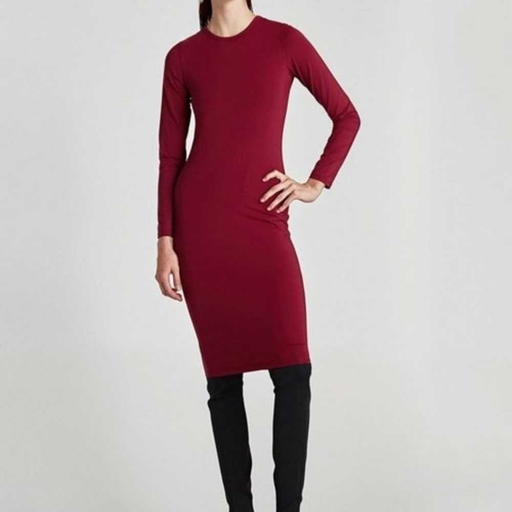 TRF by Zara maroon midi dress with long sleeves |… - image 1