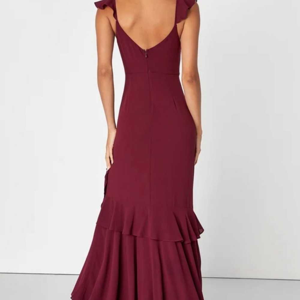 Lulus Burgundy Asymmetrical Ruffled Maxi Dress - image 6