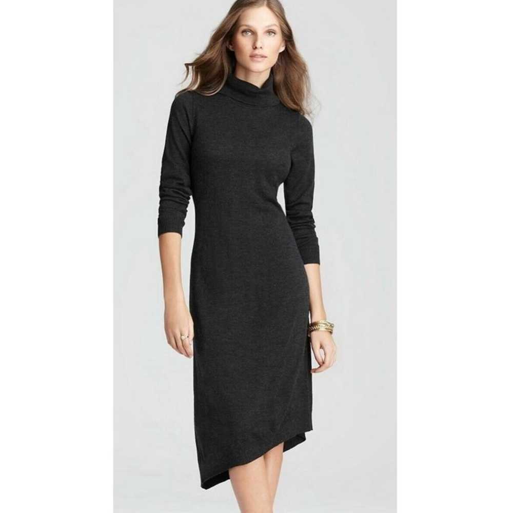 Eileen Fisher Merino Wool Jersey Turtleneck Asymm… - image 1