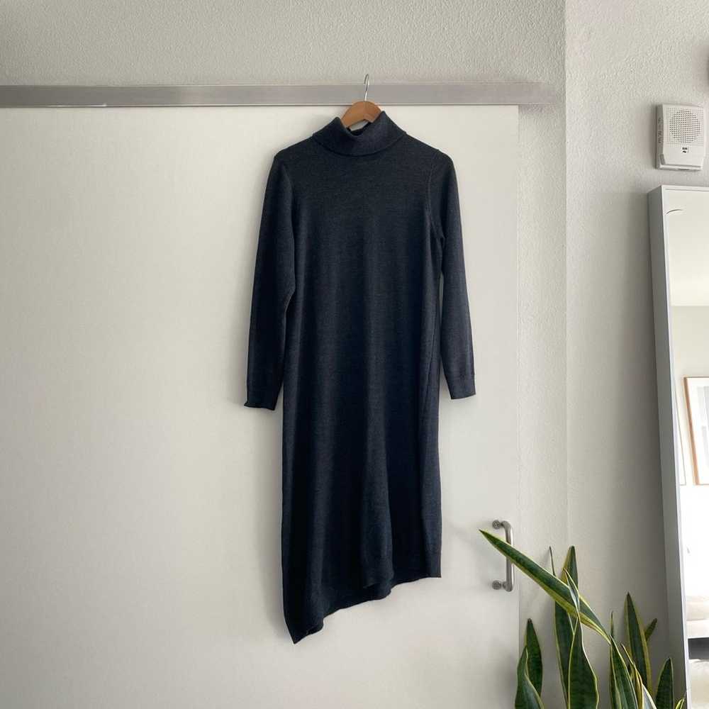 Eileen Fisher Merino Wool Jersey Turtleneck Asymm… - image 3