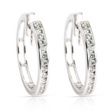 Chanel Channel Set Round Cut Diamond Hoop Earring… - image 1