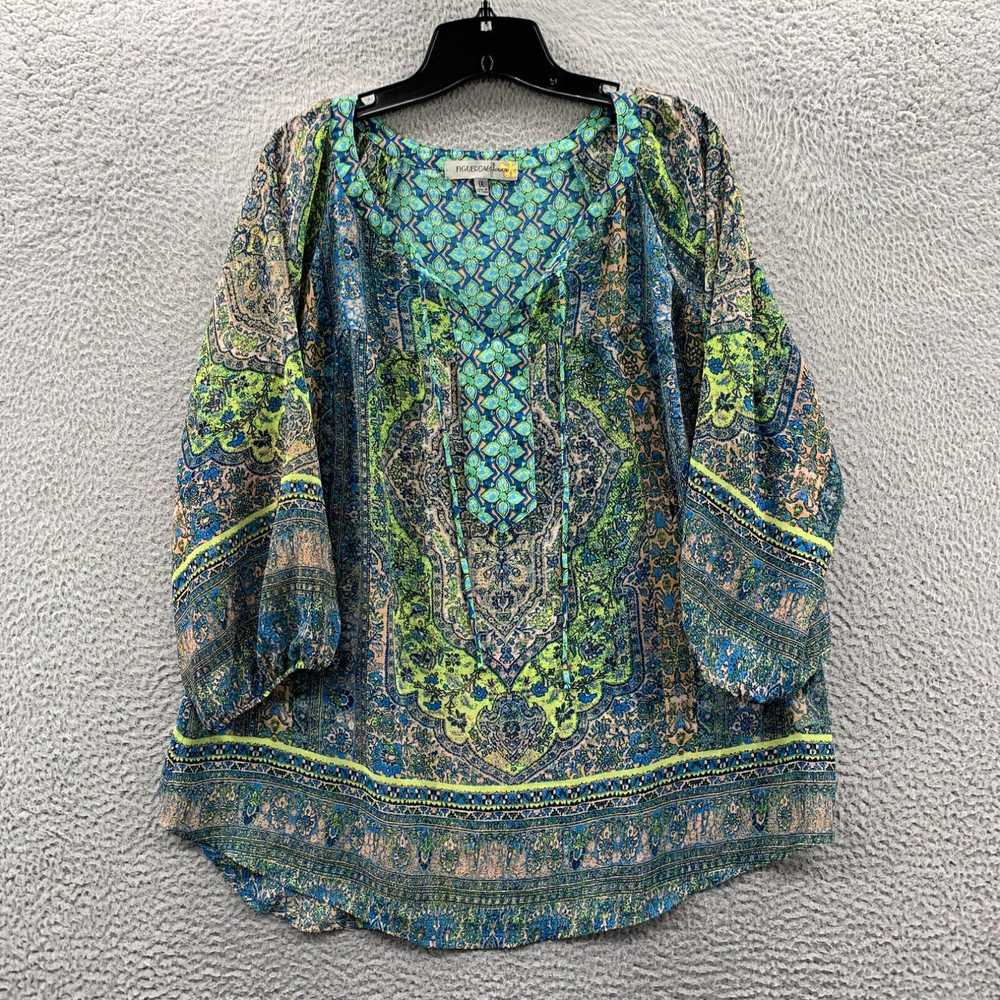 Vintage FIGUEROA AND FLOWER Blouse Womens 1X Top … - image 1