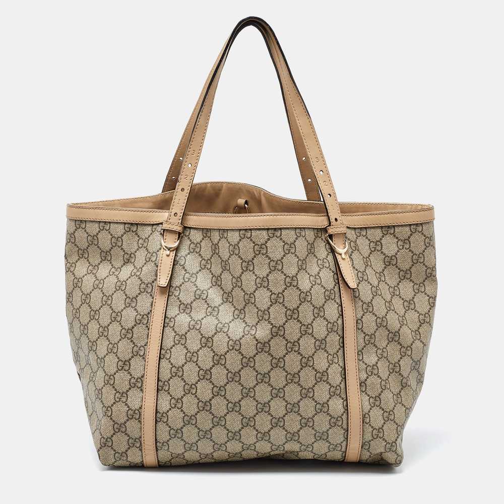 GUCCI Beige GG Supreme Canvas and Leather Nice To… - image 1