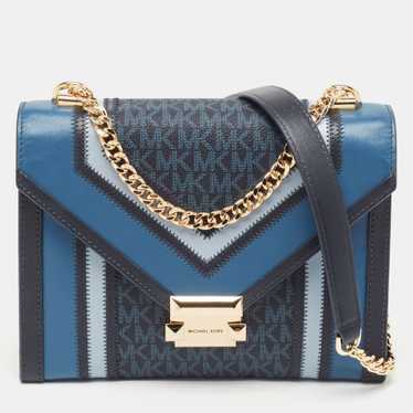 MICHAEL KORS Blue Signature Coated Canvas and Lea… - image 1