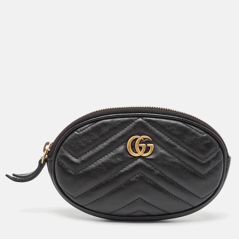 GUCCI Black Leather GG Marmont Pouch - image 1