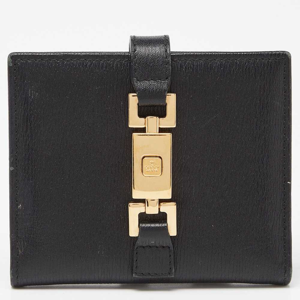 GUCCI Black Leather Jackie Compact Wallet - image 1