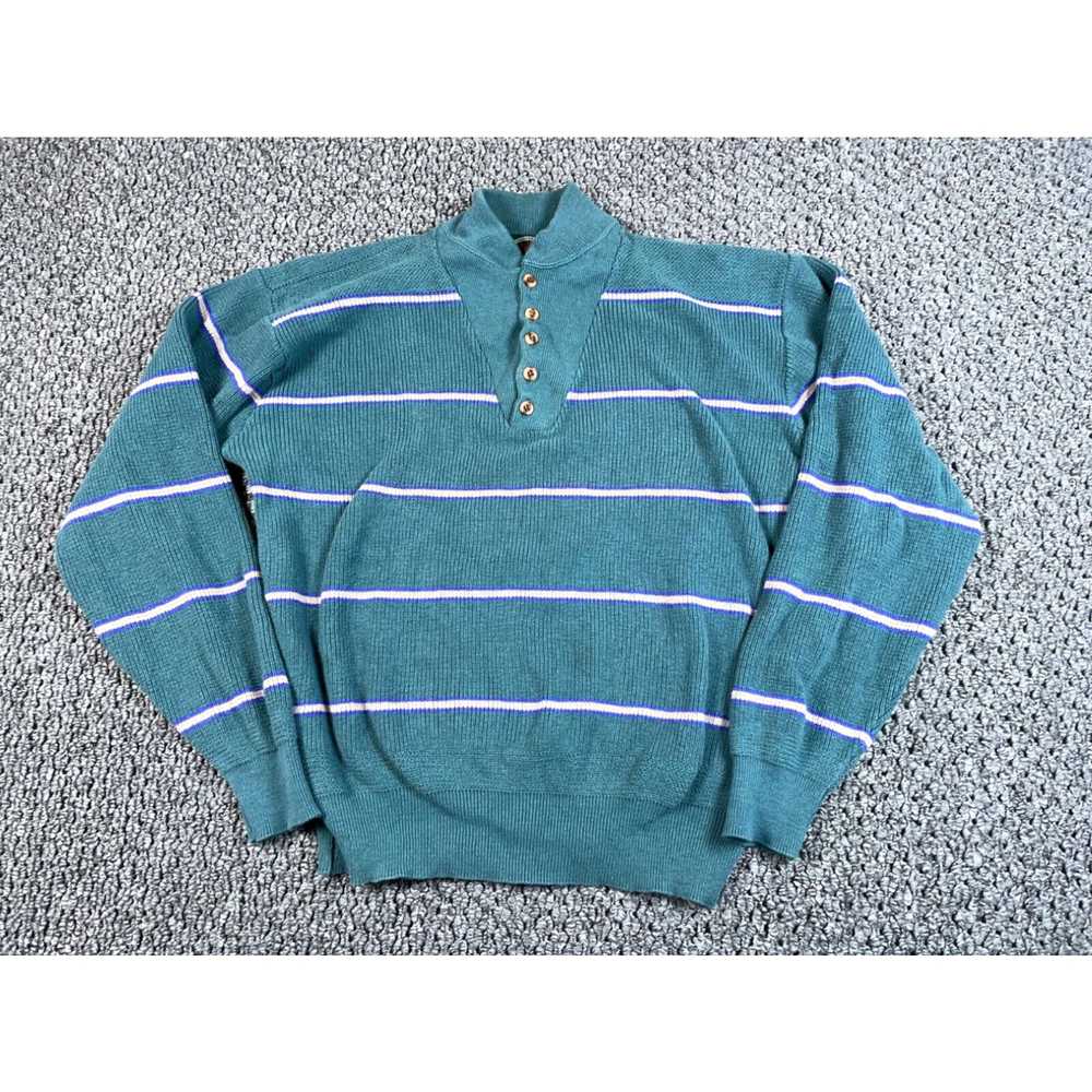 Henleys VTG 90s Striped Pattern Henley Sweater Ad… - image 1