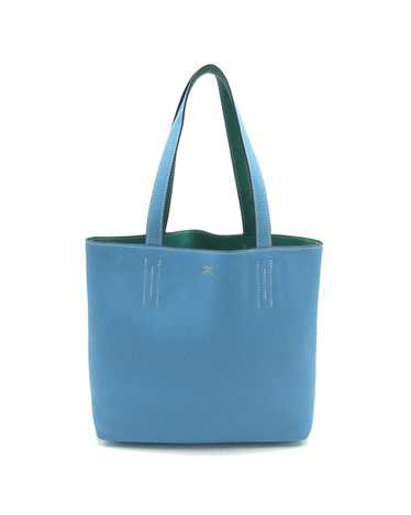 Hermes Reversible Tote Bag in Blue Clemence Leathe