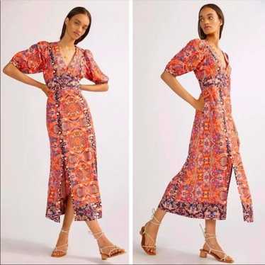 Anthropology- Floral spring maxi dress size 14