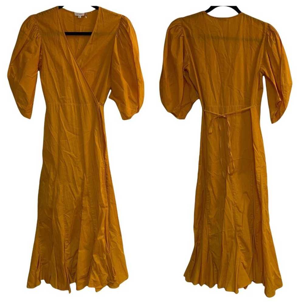 Rhode Fiona Puff Sleeve Cotton Wrap Dress in Gold… - image 2