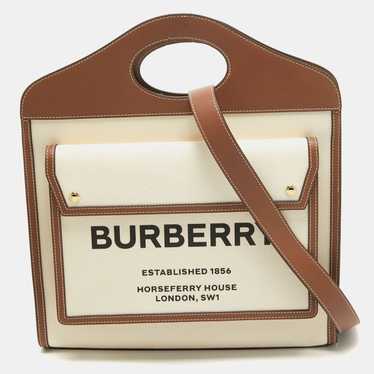 Burberry BURBERRY Dark Brown/Beige Canvas and Lea… - image 1
