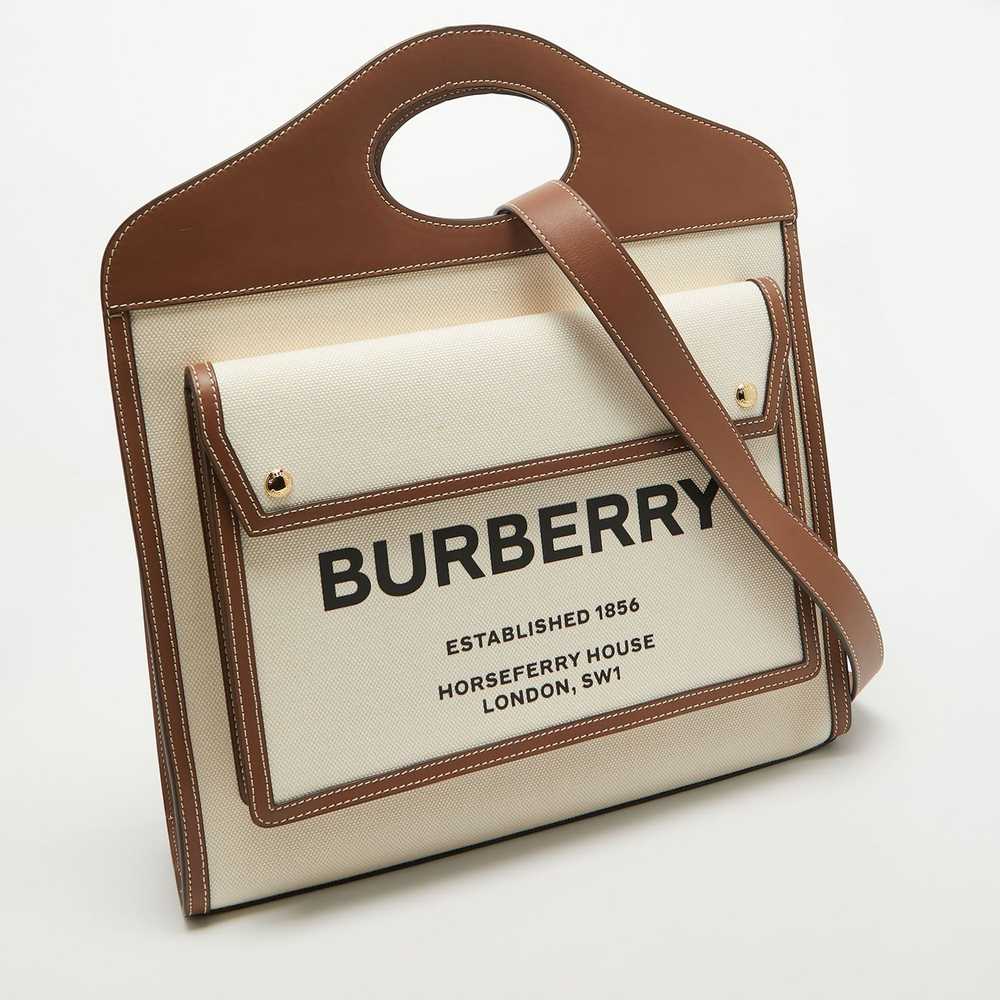 Burberry BURBERRY Dark Brown/Beige Canvas and Lea… - image 3