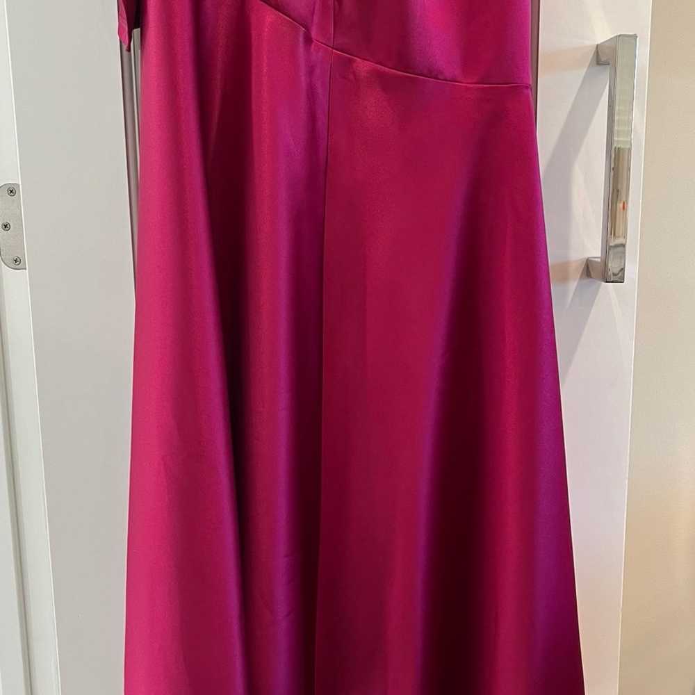 Dessy collection hot pink gown matte satin mermai… - image 10
