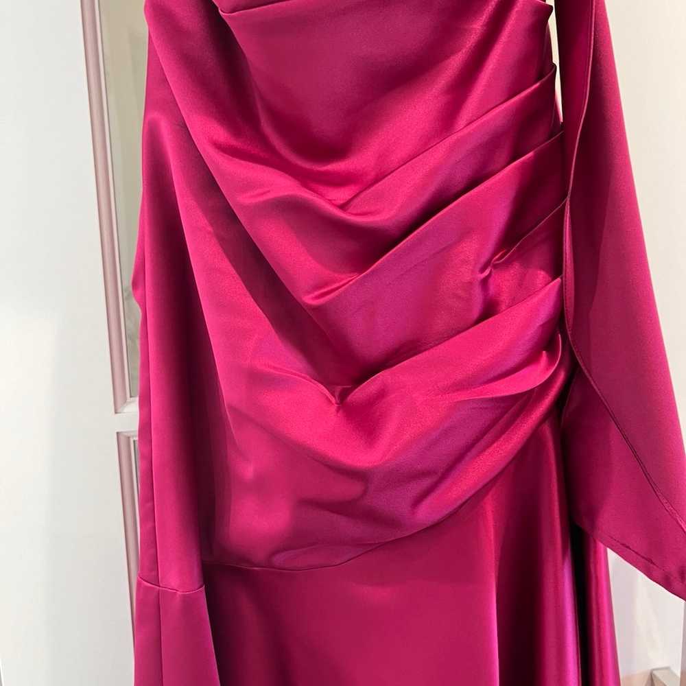 Dessy collection hot pink gown matte satin mermai… - image 3