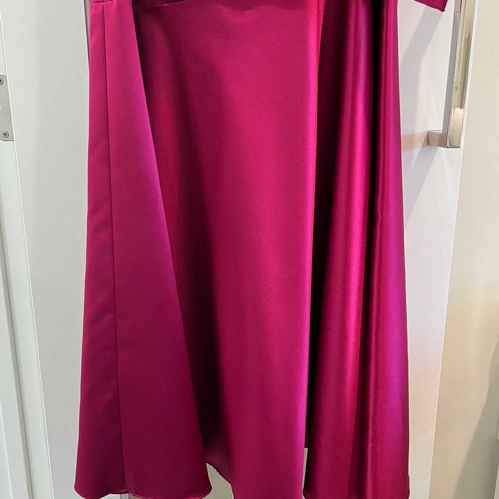 Dessy collection hot pink gown matte satin mermai… - image 4