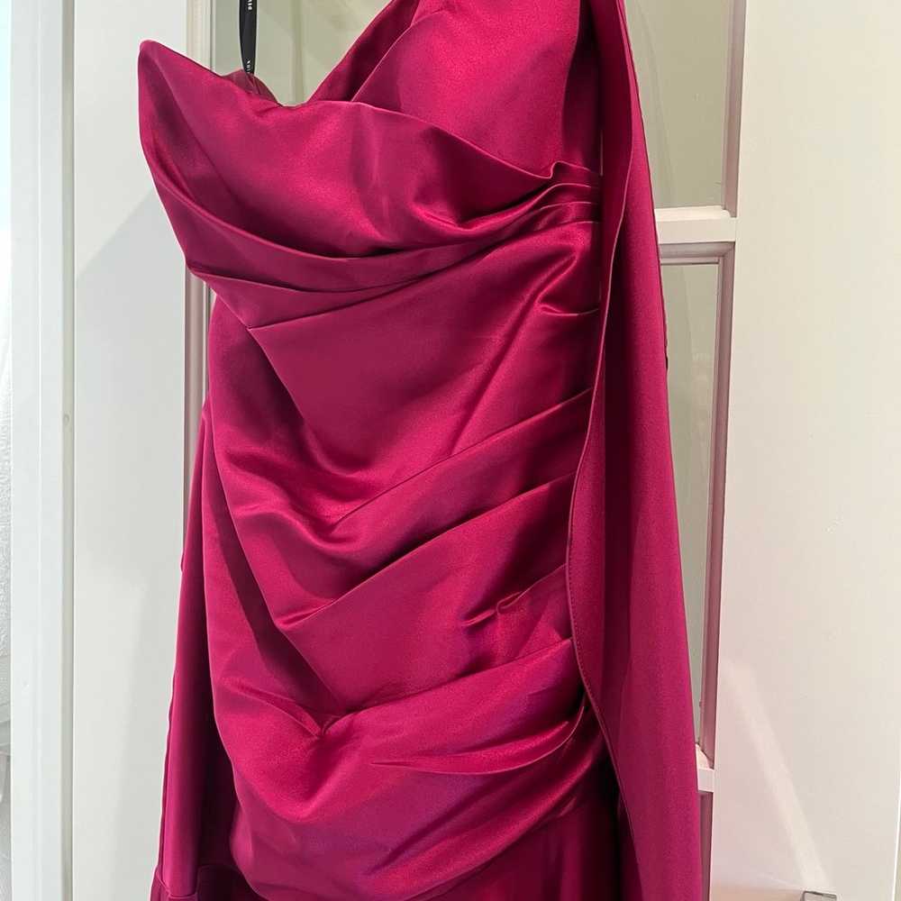 Dessy collection hot pink gown matte satin mermai… - image 5
