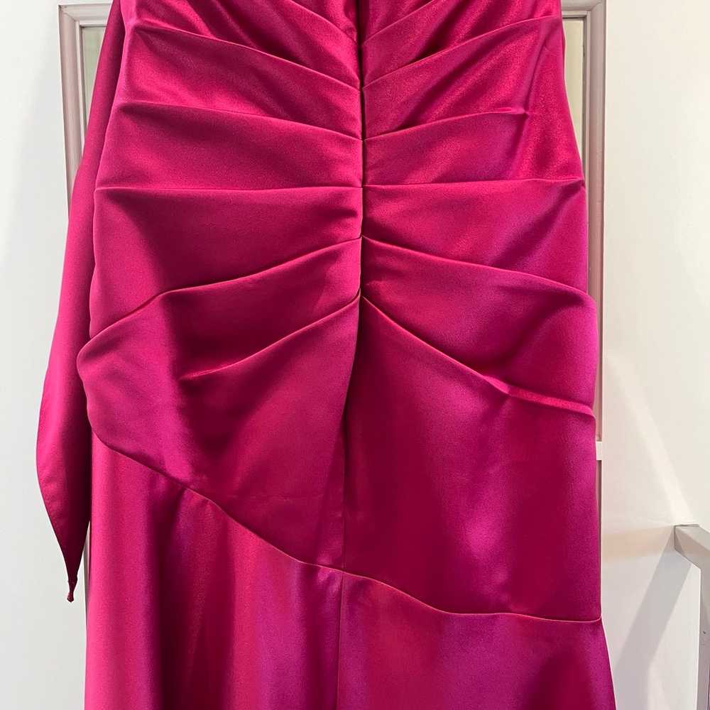 Dessy collection hot pink gown matte satin mermai… - image 9